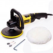 Машина полировальная HANSKONNER 1400Вт, 180мм, Конст. эл.,&nbsp;&nbsp;рег. оборот.,&nbsp;&nbsp;доп. D-рукоять